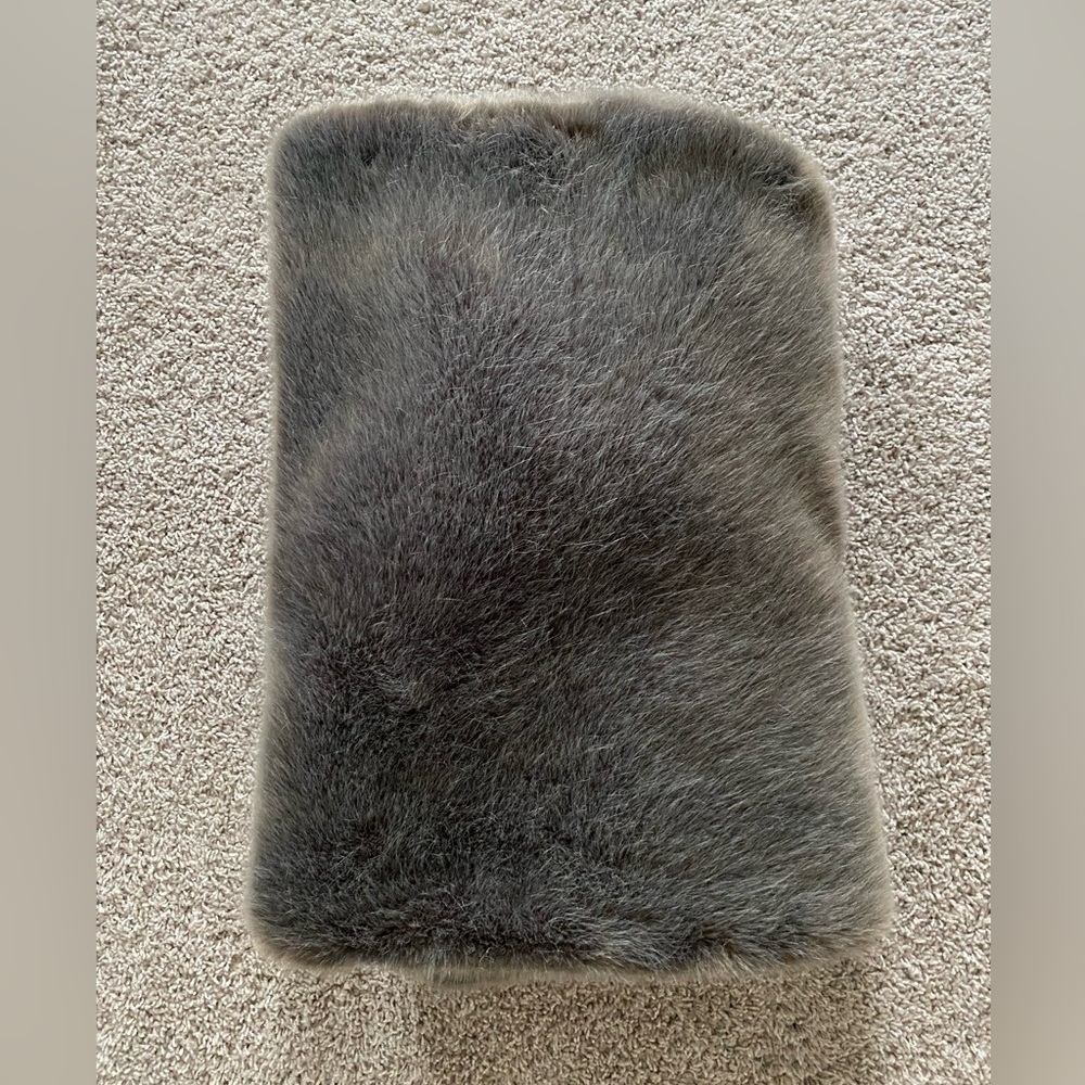 Restoration Hardware Plush Gray Faux Fur Throw